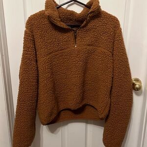 Large Studio 19 brown, sherpa quarter zip pullover